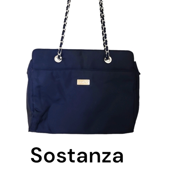 Sastanza Navy Blue Nylon Tote Bag. Size 15x11" - Picture 1 of 10